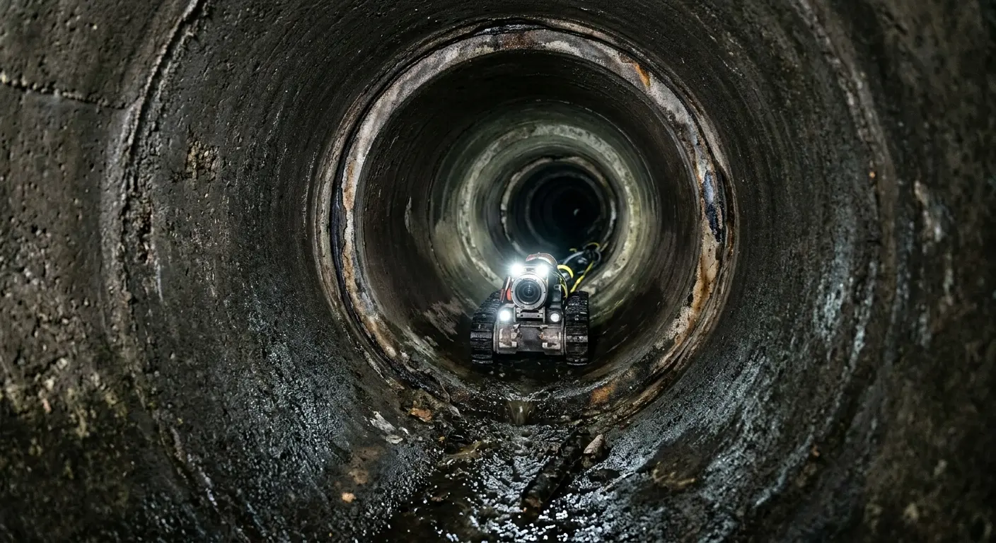 Robotic sewer camera inspecting pipe interior for Drain Snake Service in Thomasville
